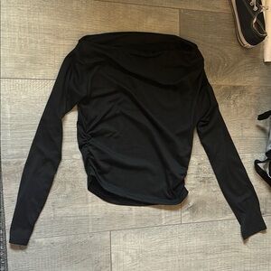 SHEIN Black Asymmetrical Ruched Bodysuit